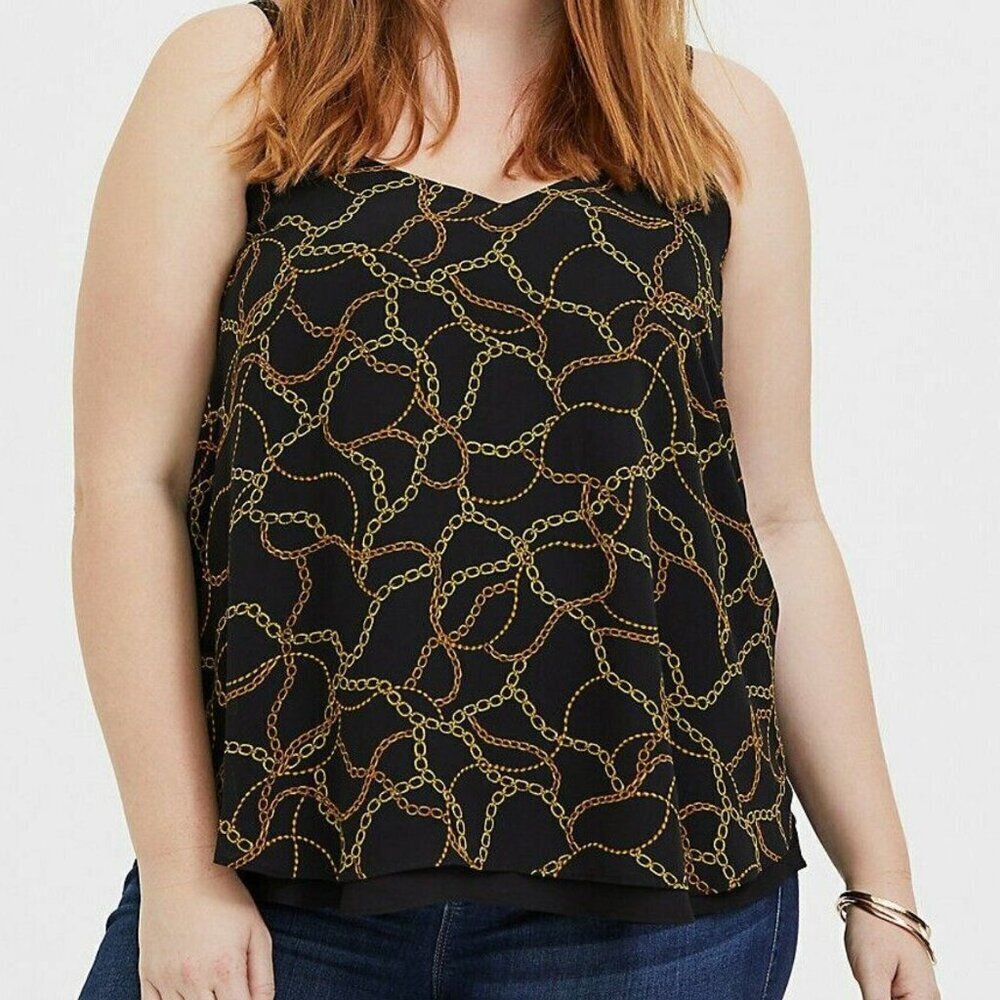 NEW NWT TORRID 3 Plus Size Sophie Black Chain Print Double Layer Swing Cami Tank